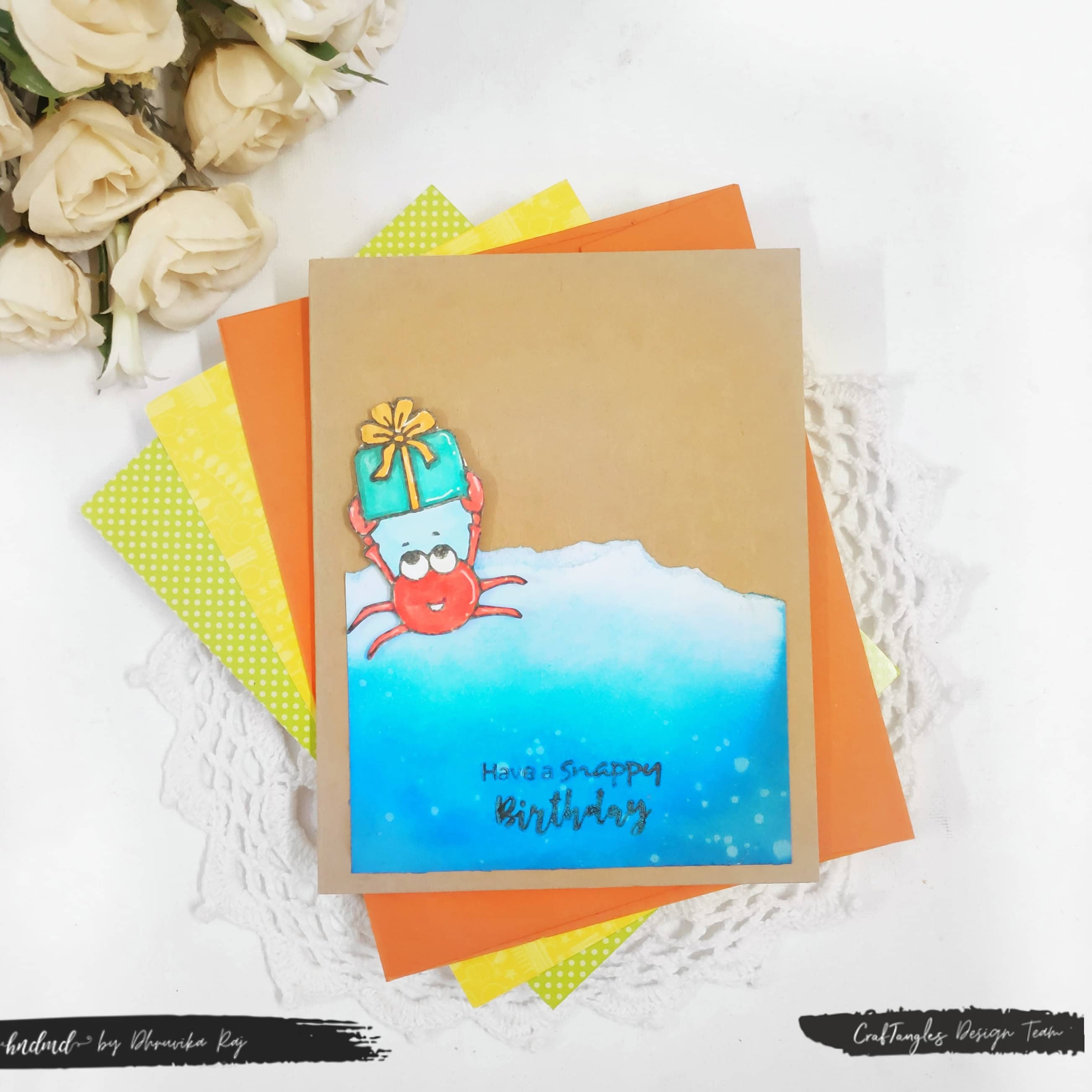 Reuse the scraps and create 3 crab themed cards 5 Reuse the scraps and create 3 crab themed cards 4