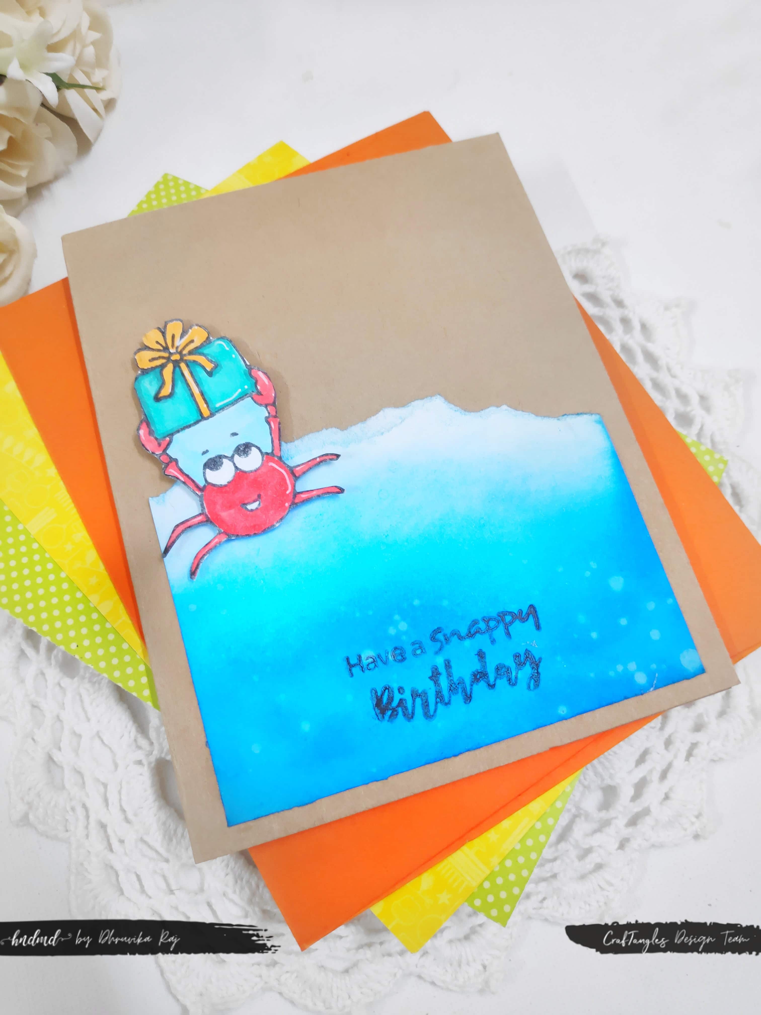 Reuse the scraps and create 3 crab themed cards 6 Reuse the scraps and create 3 crab themed cards 5