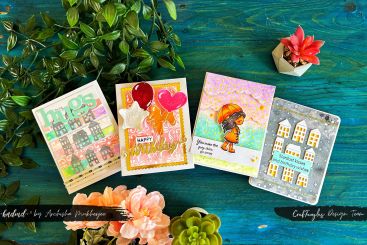 4 Stunning Cards Using Unique Stencil Method with a Twist