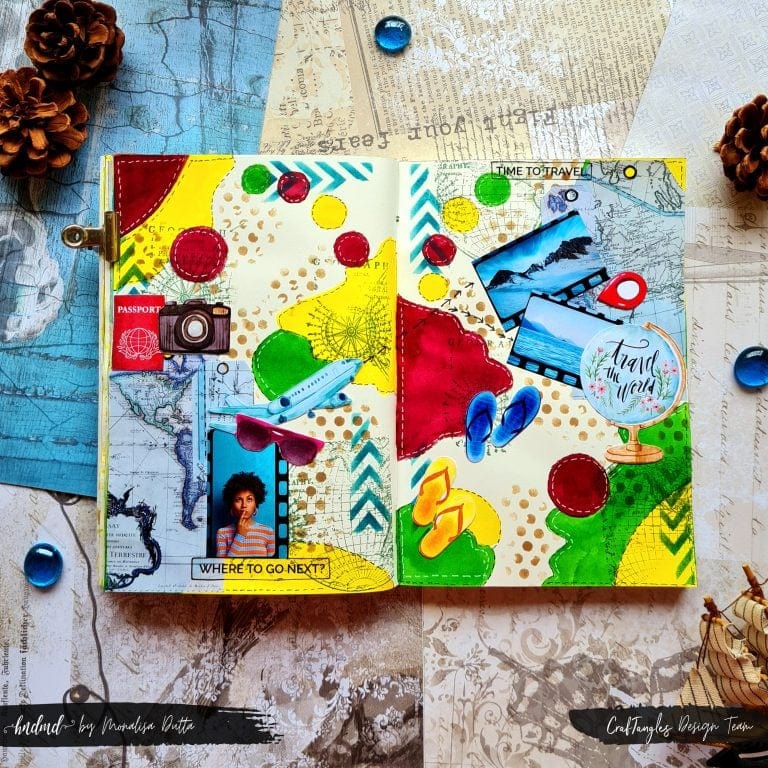 Beautiful Travel theme Journal Spread tutorial 1