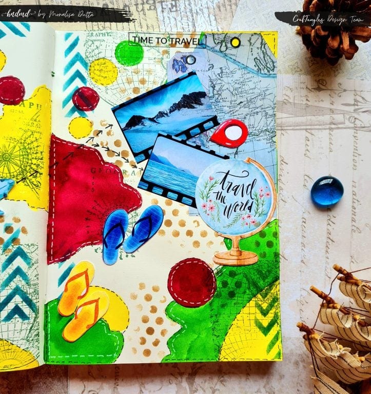 Beautiful Travel theme Journal Spread tutorial 2