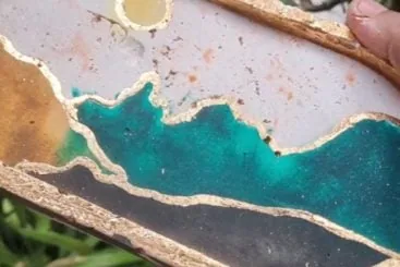 Beautiful tray with Art Cast (Jesmonite Alternative)