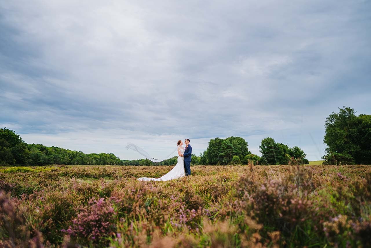 Bride and groom woodland wedding