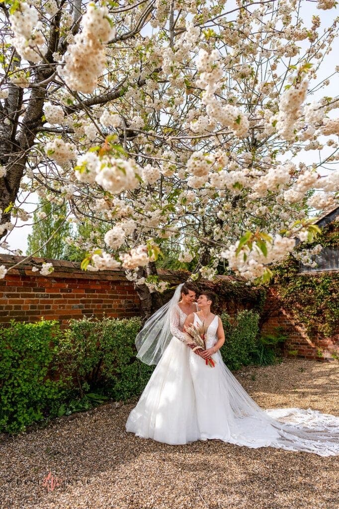 Spring blossom wedding picture at Lillibrooke Manor