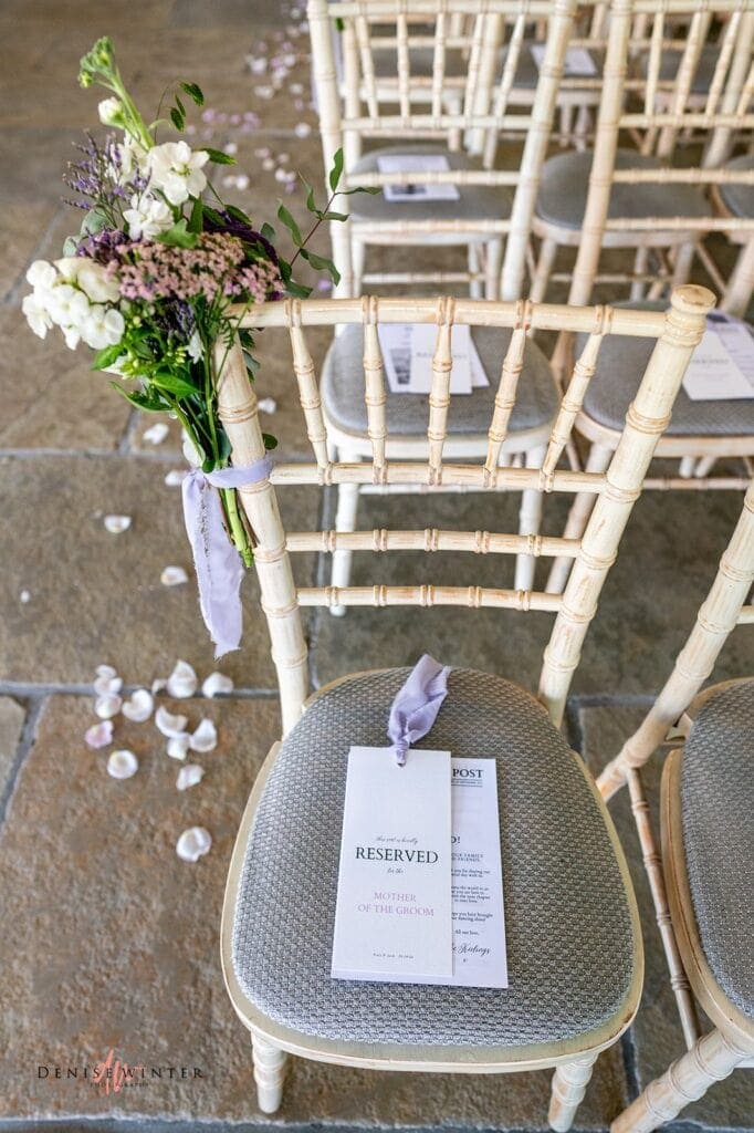wedding chairs with order of ceremony at wasing parl barn
