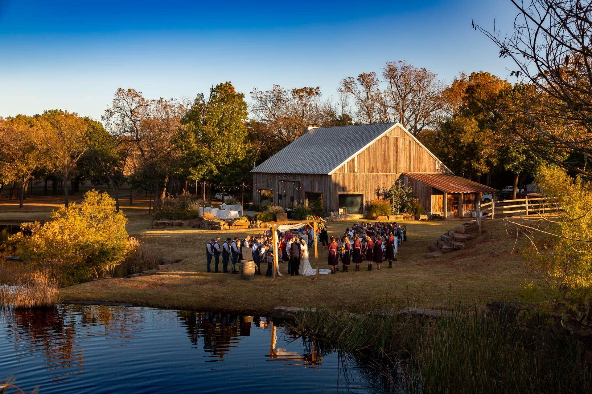 Wedding by the pond at the Esperanza Ranch