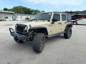 2016 Entegra Cornerstone 45B off-road vehicle at RV repair shop.