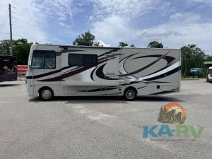 Luxury RV with modern design, ideal for Optima travel and camping adventures.