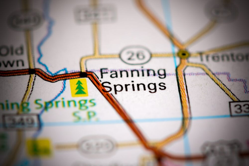 Fanning Springs, Florida, pinned on map