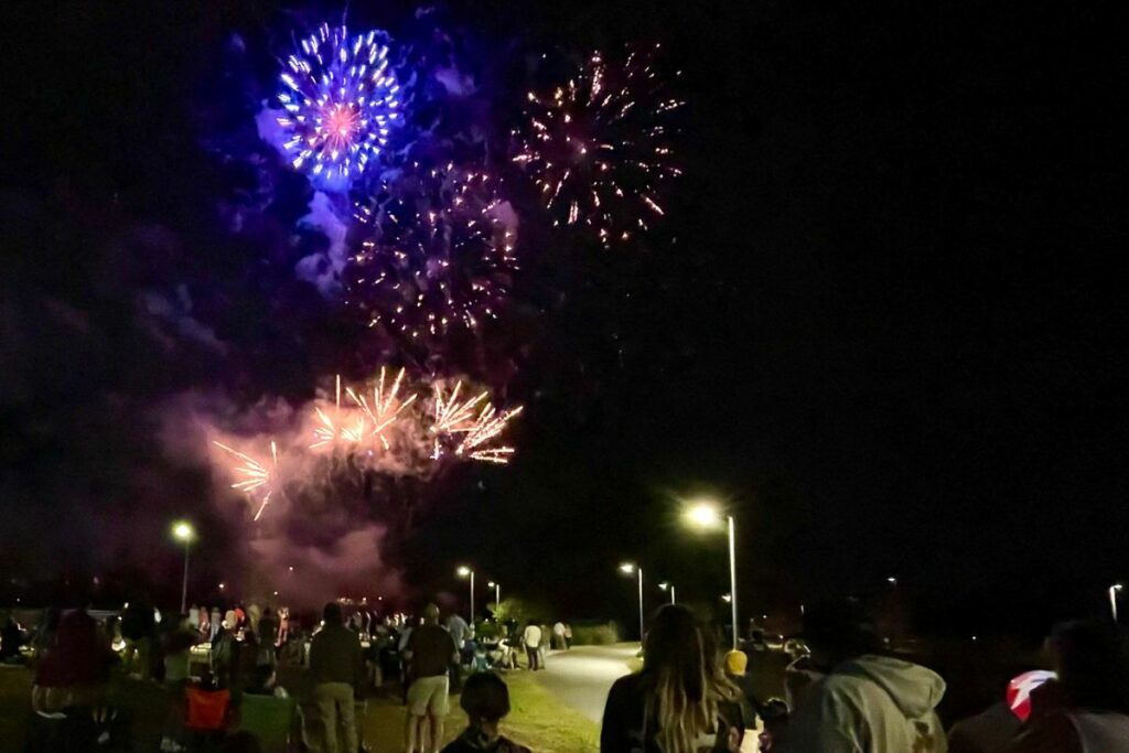 Fireworks over Depot Park for Sparks in the Park.