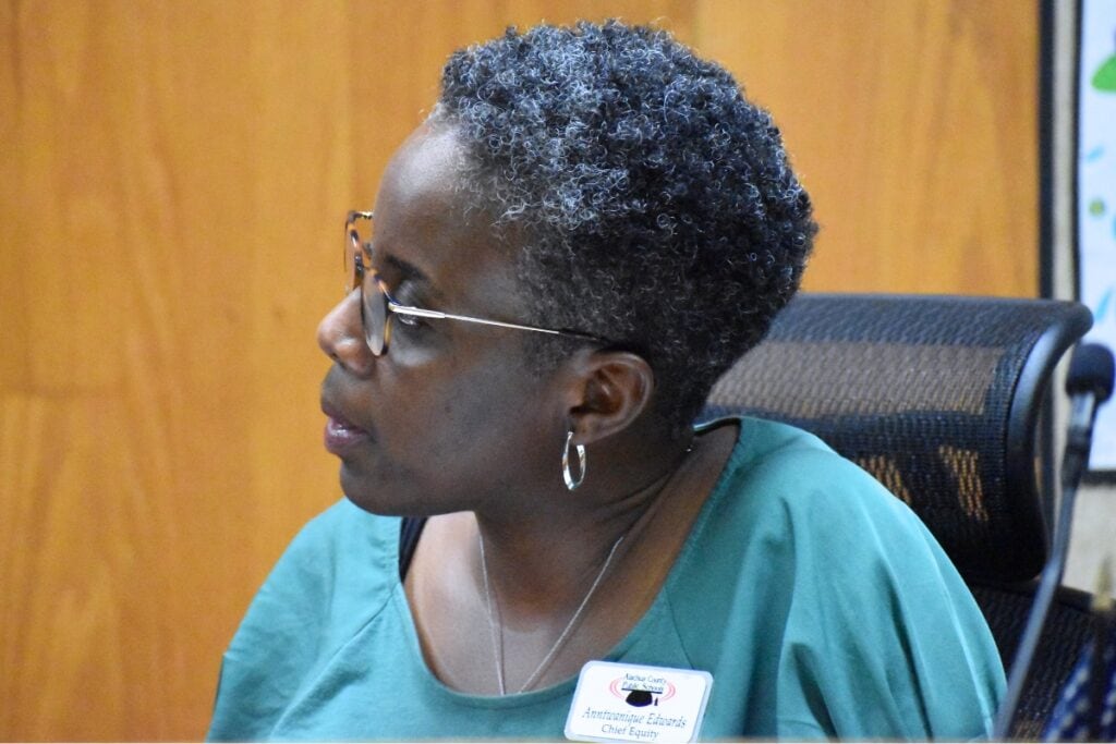 Anntwanique Edwards said the new LGBTQ+ Support Guide is brief but clear at Tuesday's school board meeting.