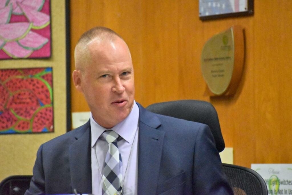 Superintendent Shane Andrew shared a draft of his goals for the district at Monday's workshop.