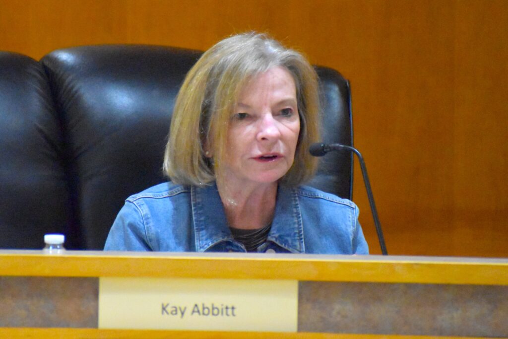 School Board Member Kay Abbitt at a joint meeting with the city of Alachua.