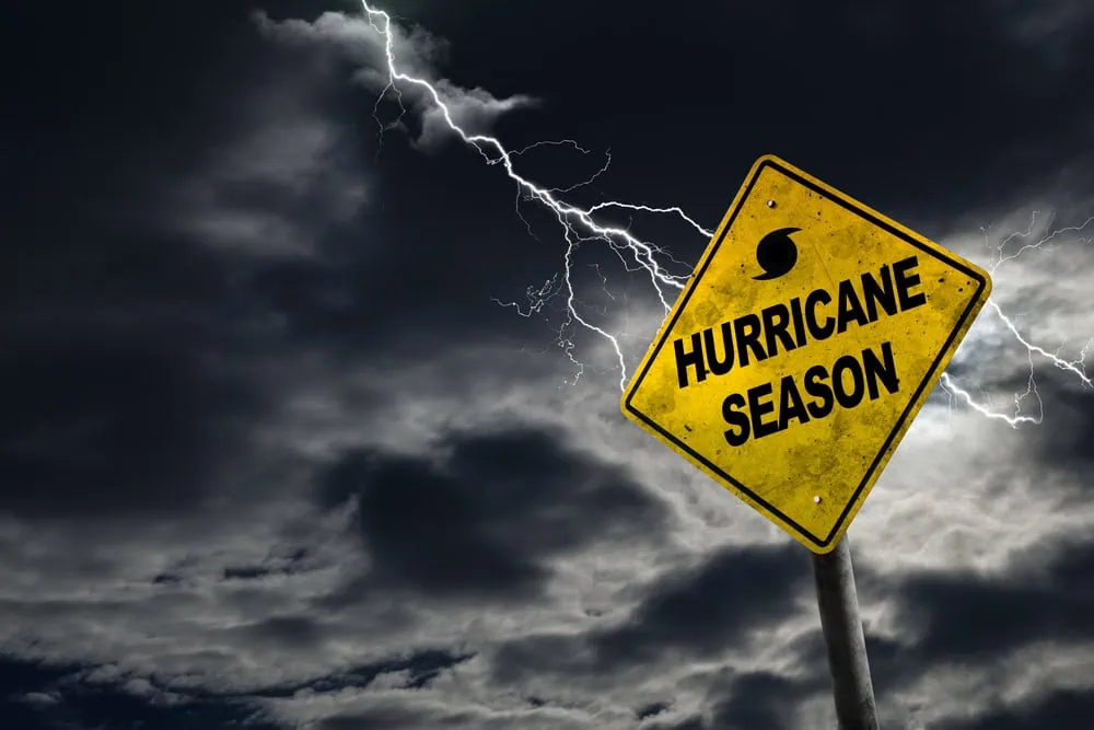 Hurricane season sign with storm