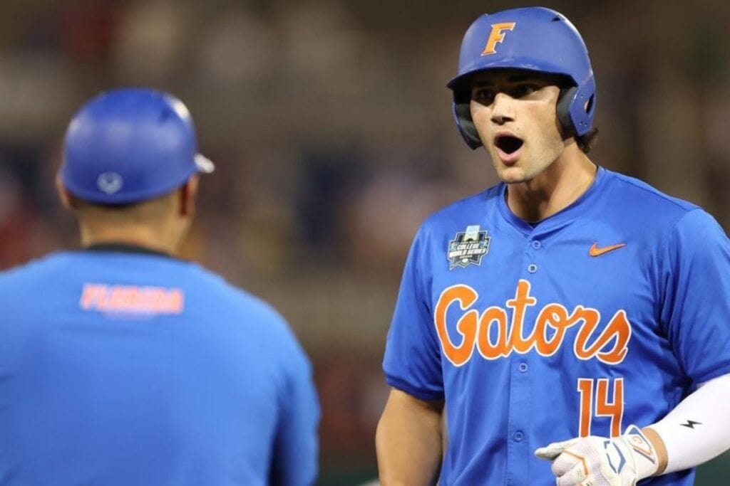 Jac Caglianone (right) is scheduled to start Monday's game against NC State.