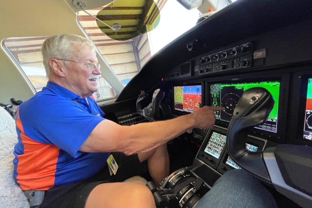 Mike Lukowski explains controls from the cockpit on UAC's newest acquisition.