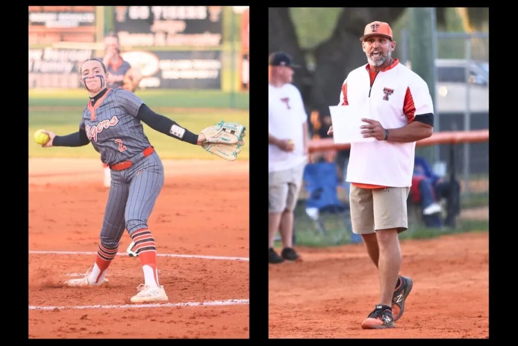Trenton's Addison Allaire (left) and Clint Anderson were named the Florida Dairy Farmers Class 1A Player of the Year and Coach of the Year.