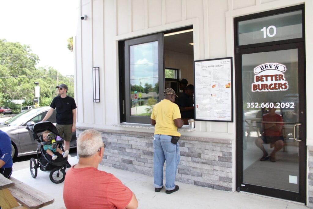 Customers order at Bev's Better Burgers in Newberry.