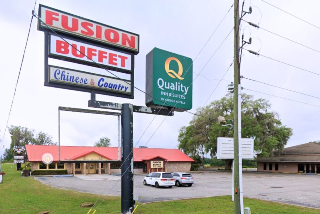 A 62-year-old Live Oak woman was crucially injured when a car attempting to park hit an empty car sending it through the exterior wall of Fusion Buffet.