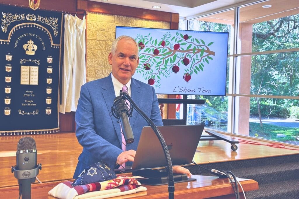 Rabbi Michael Joseph delivering a sermon at Temple Shir Shalom.  Courtesy of Temple Shir Shalom 