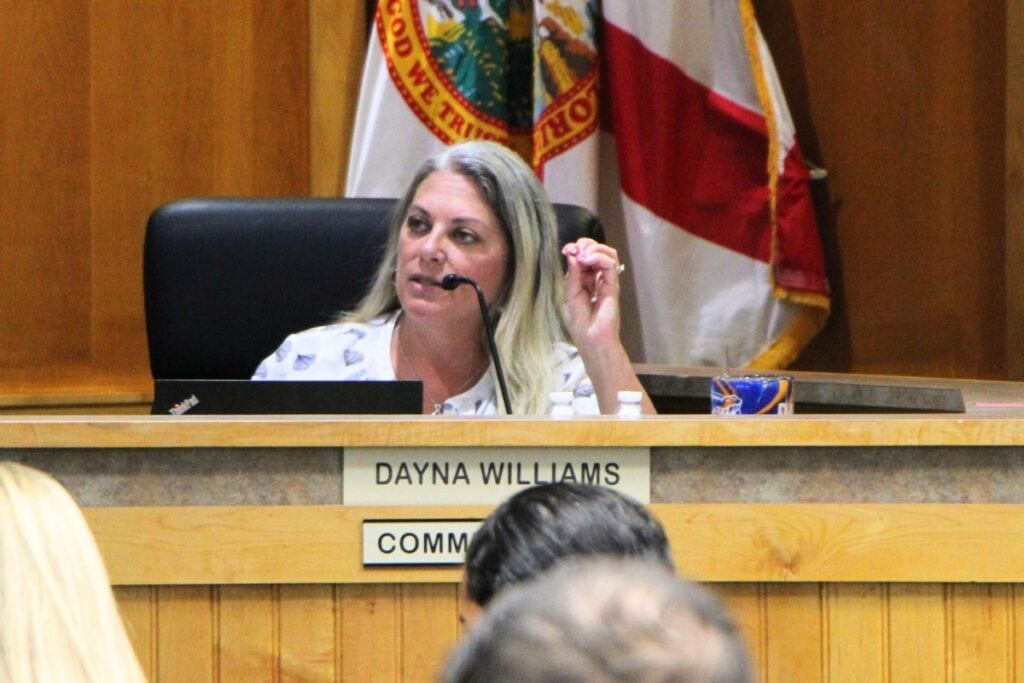 Alachua City Commissioner Dayna Williams speaks during a joint meeting. Photo by Lillian Hamman