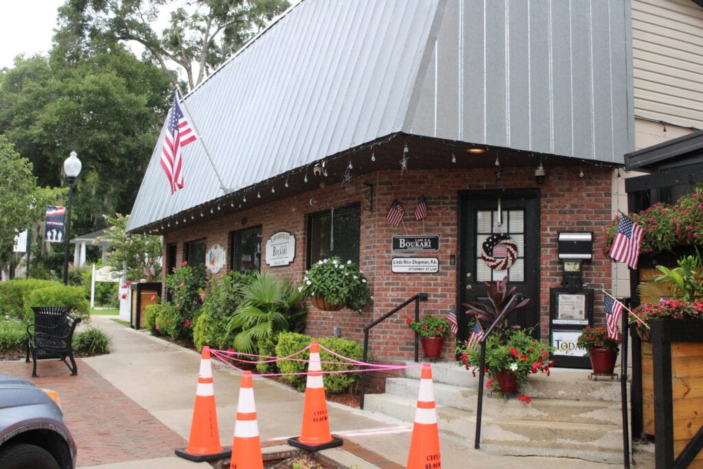 The joint office of Boukari Law and Alachua Today, pictured days after an FDLE raid in 2024.