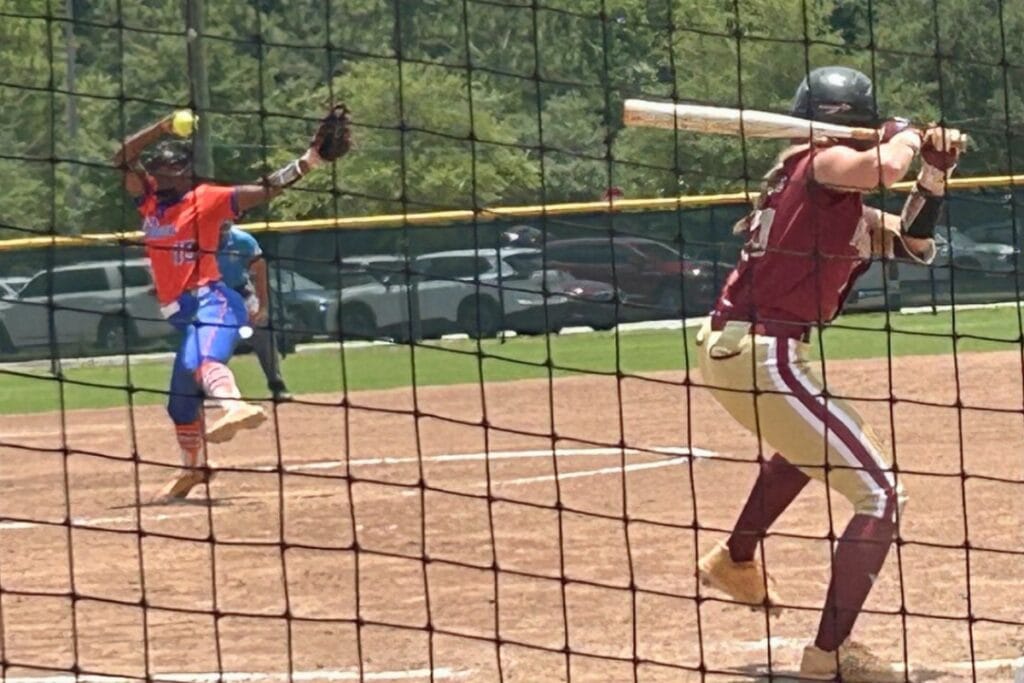 Branford's Mallory Blue pitching against Northview (Bratt) in the Rural State Semifinals on Tuesday. Photo by Marty Pallman