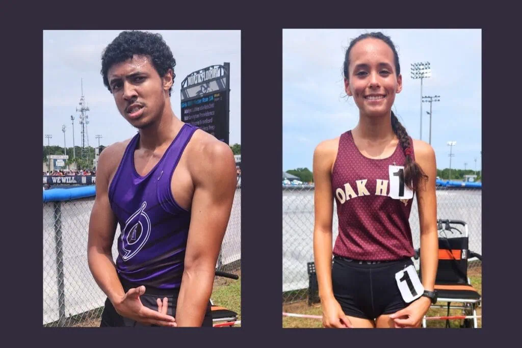 Gainesville's Tayeshawn Rochelle (left) won the 3A 400-meter hurdles and Oak Hall's Estella Collante took second in the 1A 800 and was part of the seventh-place 4x800 relay team.