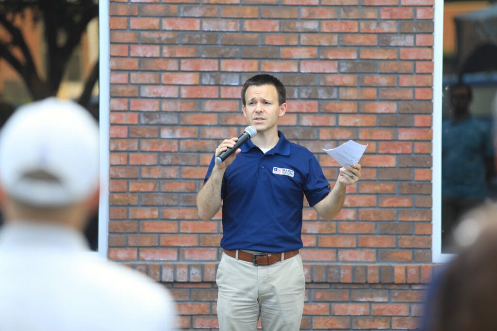 Mainstreet Publisher J.C. Derrick gives the company's history and goals at its 5th year anniversary celebration. Photo by Seth Johnson