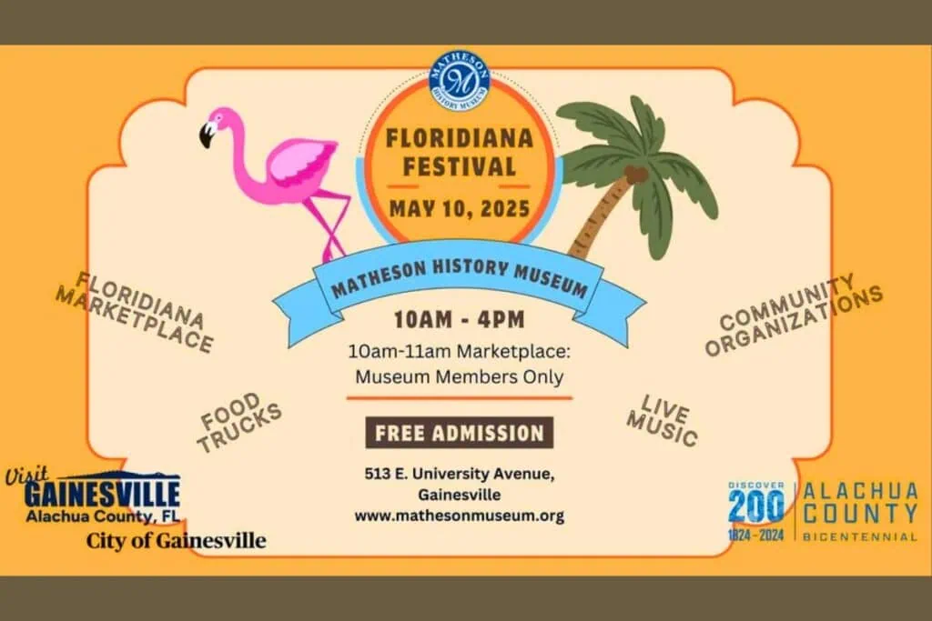 The Matheson History Museum’s annual Floridiana Festival will take place on Saturday, May 10.