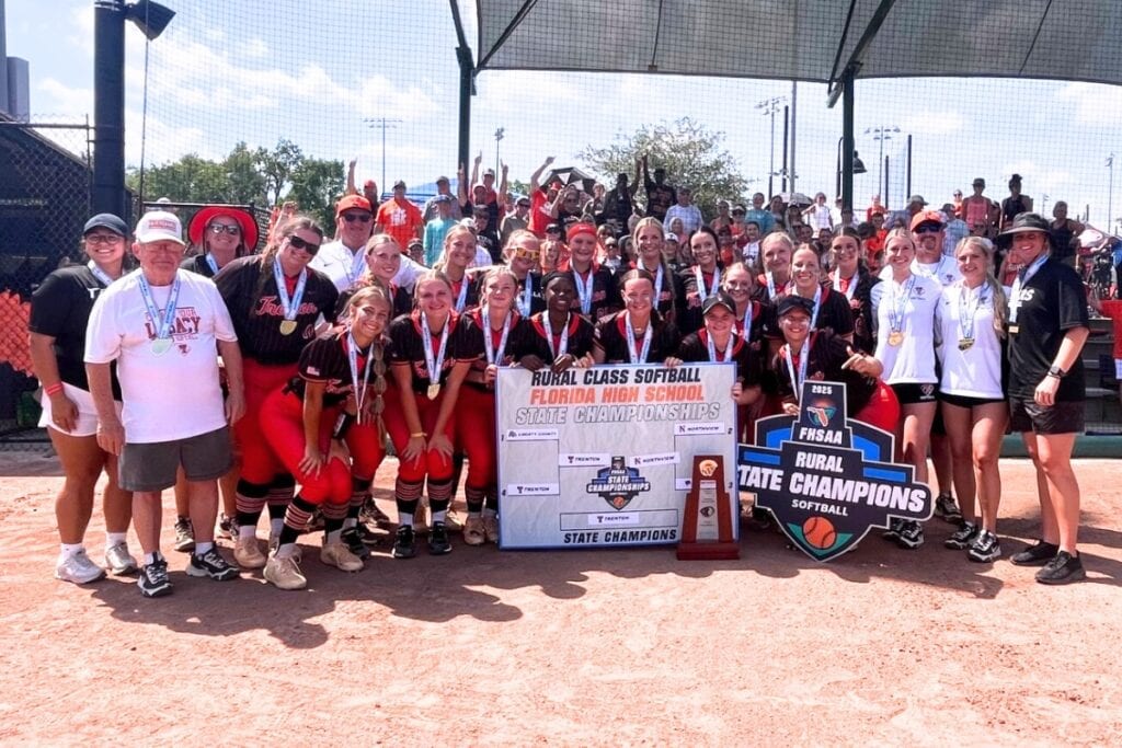 The Trenton softball team repeated as Rural state champions with an 11-1 win over Northview (Bratt) on Wednesday. Photo by Mike Ridaught