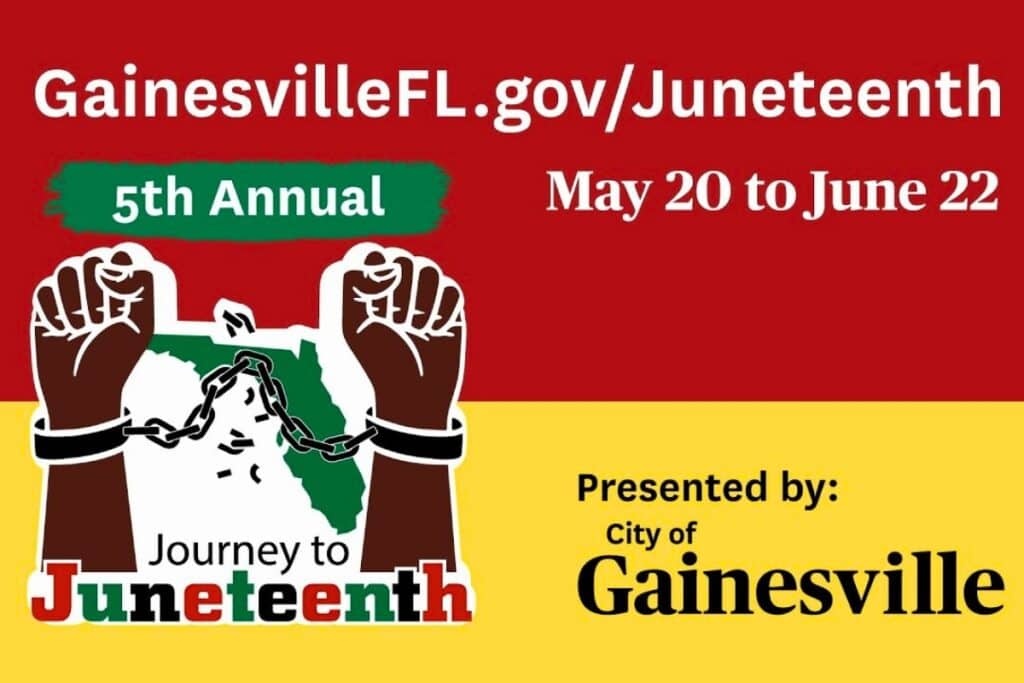 The city of Gainesville will host multiple events starting Tuesday, May 20, for the Fifth Annual Journey to Juneteenth Florida Emancipation to National Celebration.