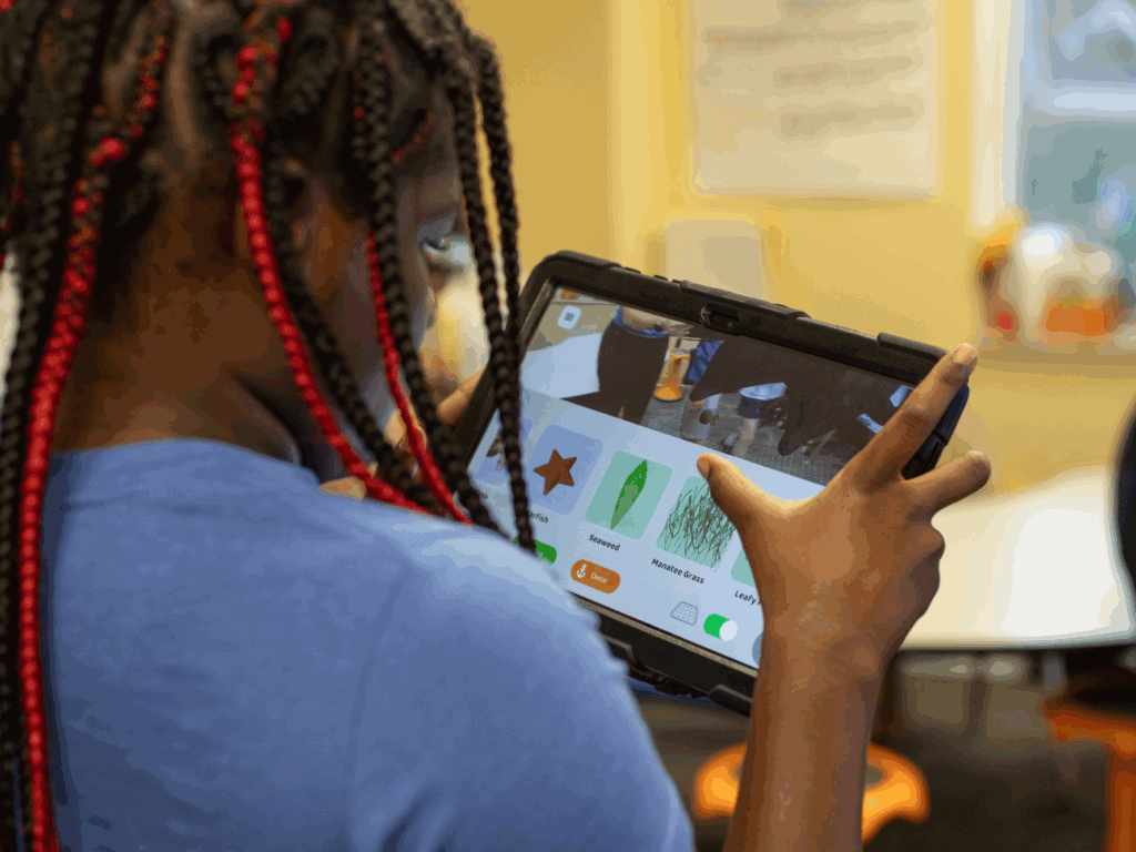 Student working on an ipad