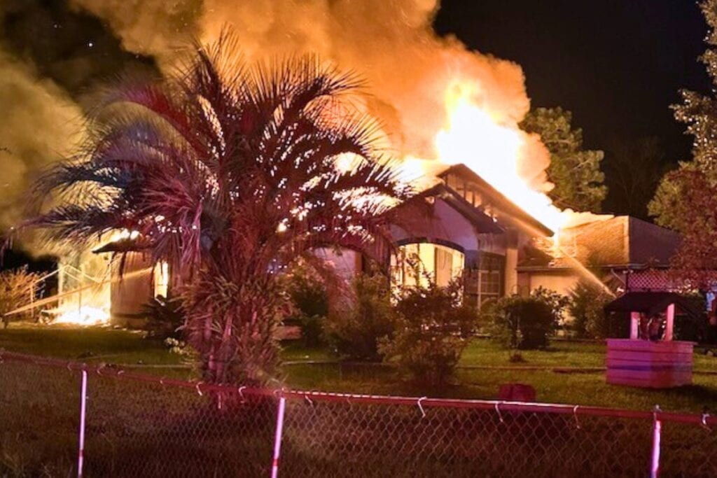 Alachua County Fire Rescue (ACFR) units doused a residential structure fire in southwest Gainesville on Saturday night. Courtesy of ACFR