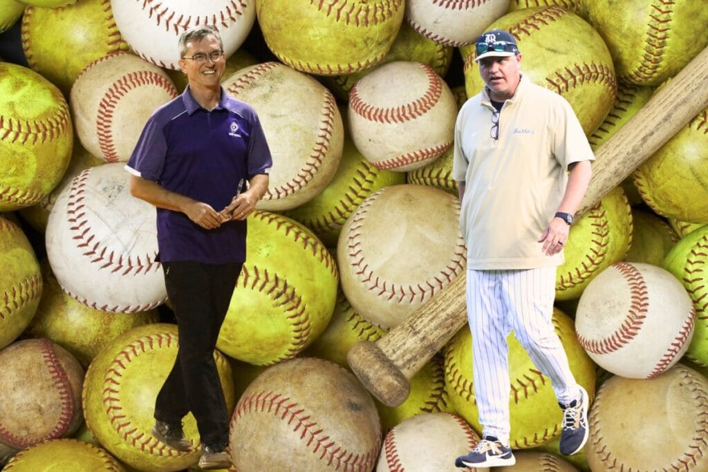 Gainesville's Chris Chronister (left) and Buchholz's Ron Brooks were selected as the 2025 2025 Bosshardt Realty All Area Big School Coaches of the Year. Graphic and photos by C.J. Gish