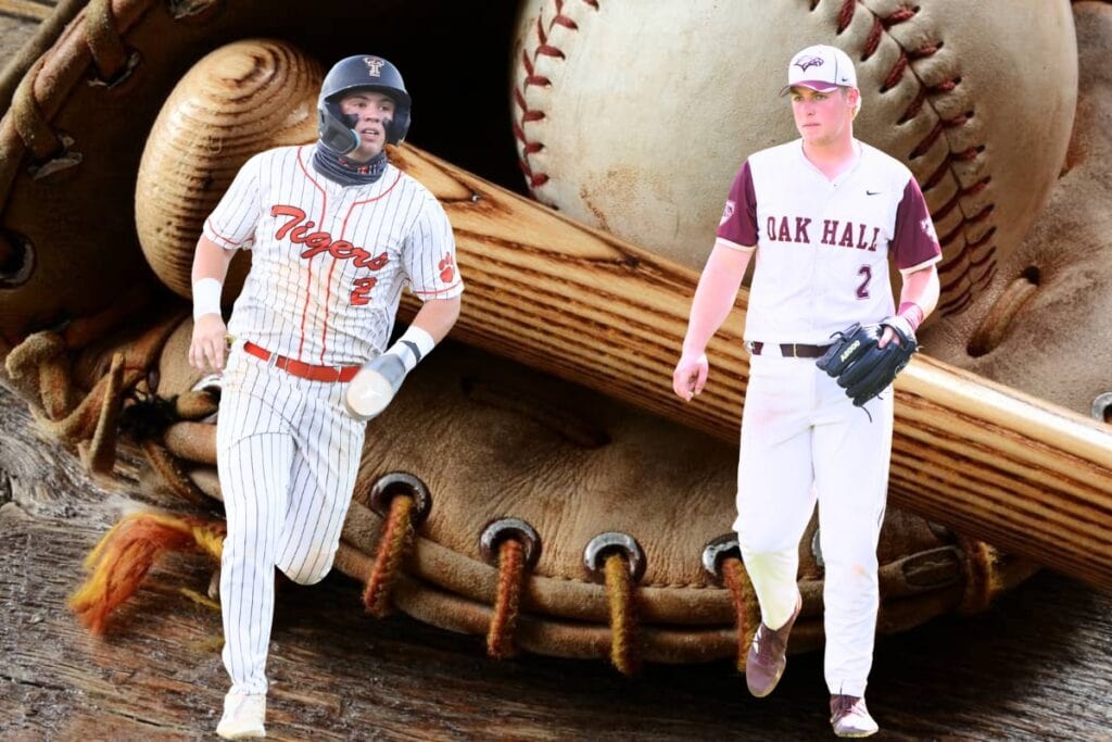 Trenton's Jordan Marlo (left) and Oak Hall's Gavin Jones were selected to the 2025 Bosshardt Realty Small School All Area Baseball Team.