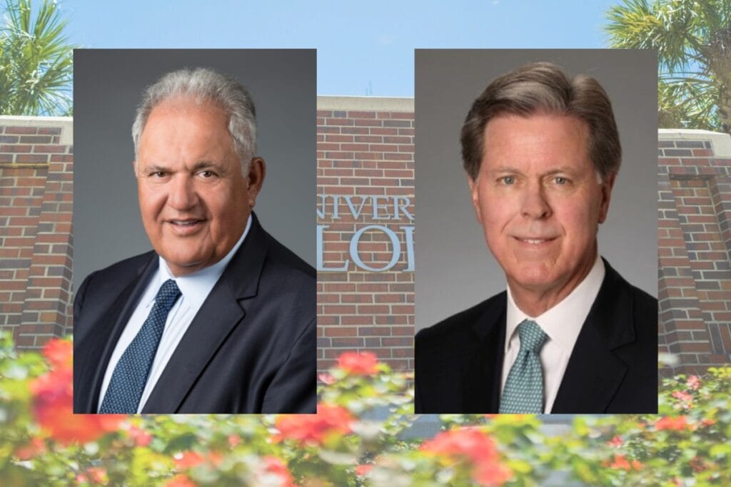 Mori Hosseini, left, and Fred Ridley, right, were reappointed to the UF Board of Trustees.
