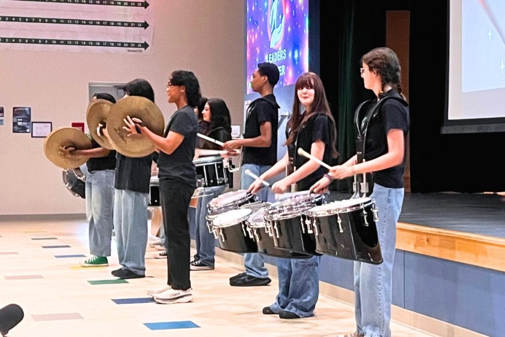 The Westwood Middle School Drumline opened the Alachua County Public Schools' back-to-school kickoff on Thursday. Photo by Nick Anshultz