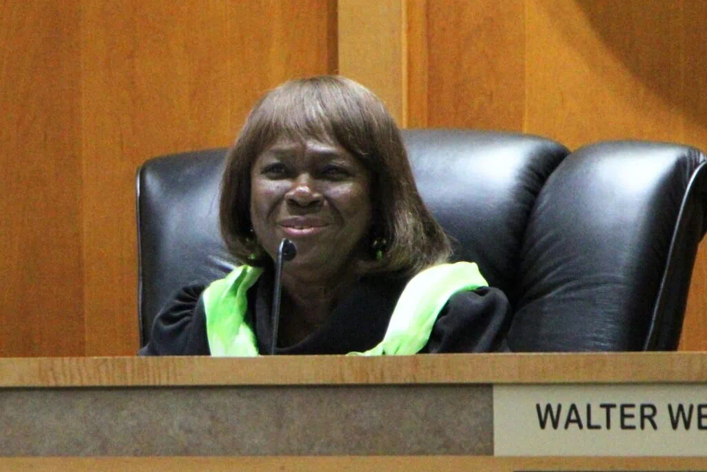 Alachua Vice Mayer Shirley Green-Brown said said she’s grateful for citizens’ comments but that respect and communication can’t be one-sided at Monday's meeting. Photo by Lillian Hamman
