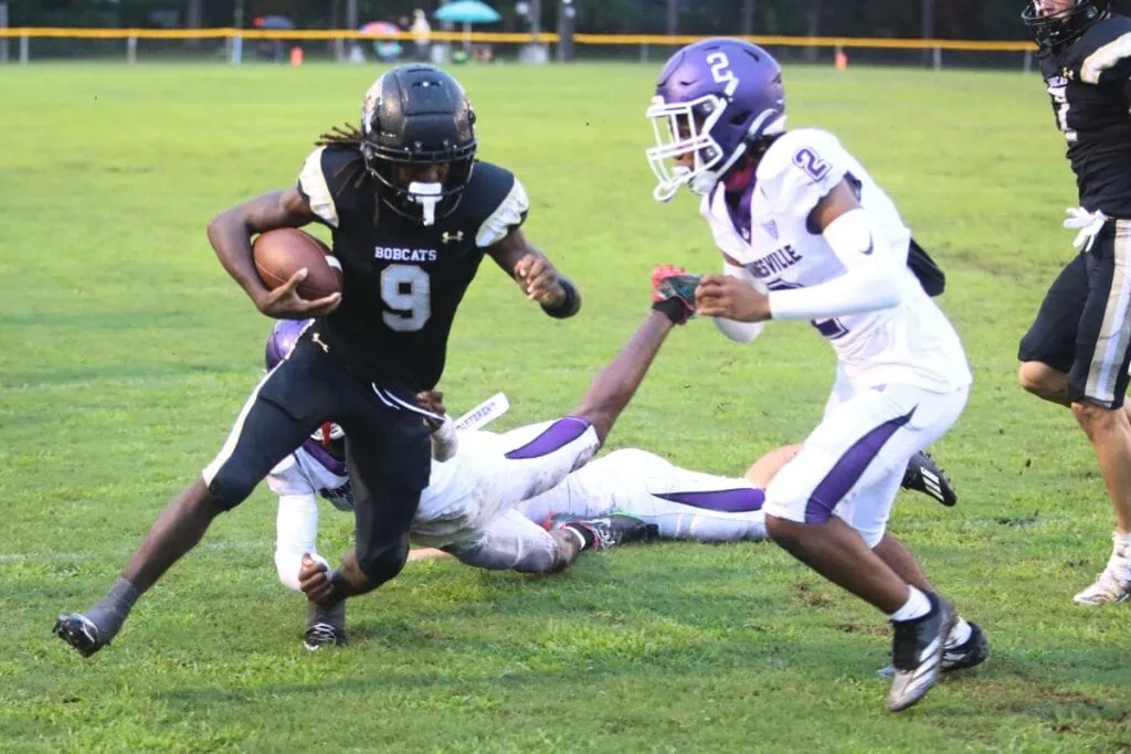 Buchholz's DJ Hicks (9) is one of three senior receivers returning for the Bobcats this season. Photo by C.J. Gish