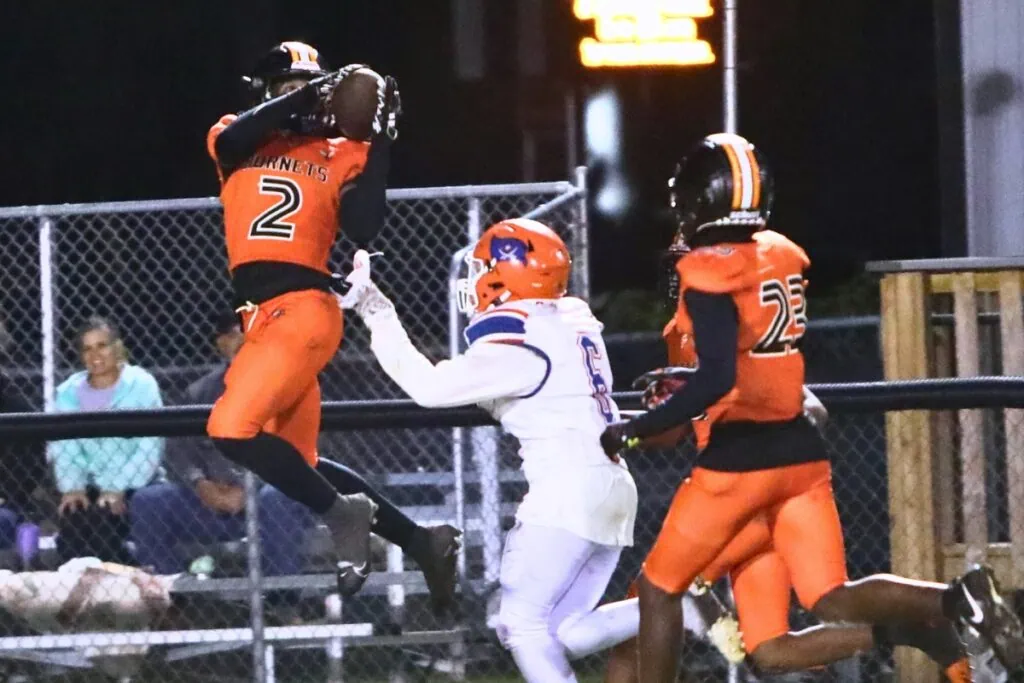 Hawthorne's Nathan Jennings (2) led the Hornets with three interceptions last season. Photo by C.J. Gish