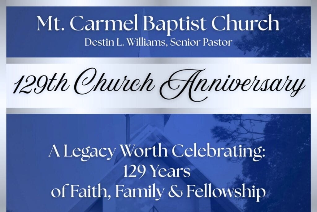 Mt. Carmel Baptist Church will celebrate its 129th anniversary, honoring over a century of worship, community and service, on Sunday, Sept. 21. Courtesy of Mt. Carmel Baptist Church