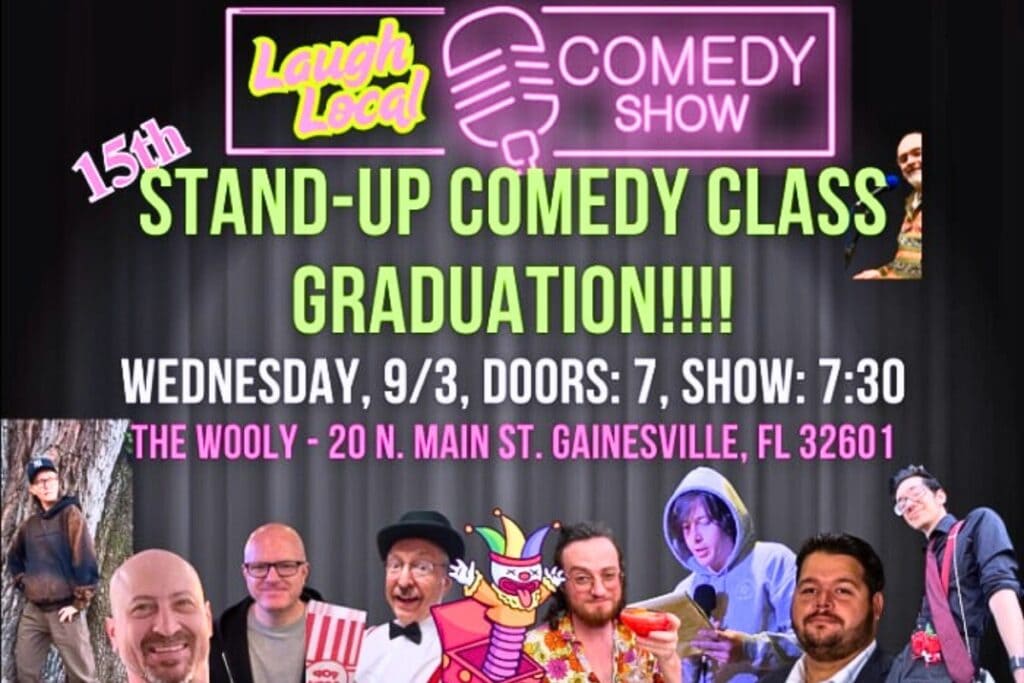 The Wooly will host a Stand-Up Comedy Class Graduation Show on Wednesday, Sept. 3, in Gainesville. Courtesy of The Wooly