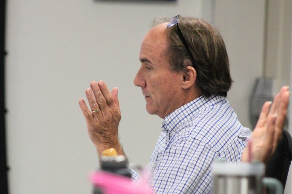 Lee Pinkoson was among two board members who did not vote in favor of the tentative budget for fiscal year 2026 on Monday. Photo by Nick Anschultz