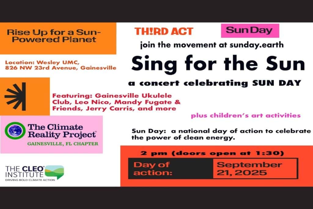 The Wesley United Methodist Church in Gainesville will host the Sing for the Sun Day concert on Sunday, Sept. 21. Courtesy of WUMC