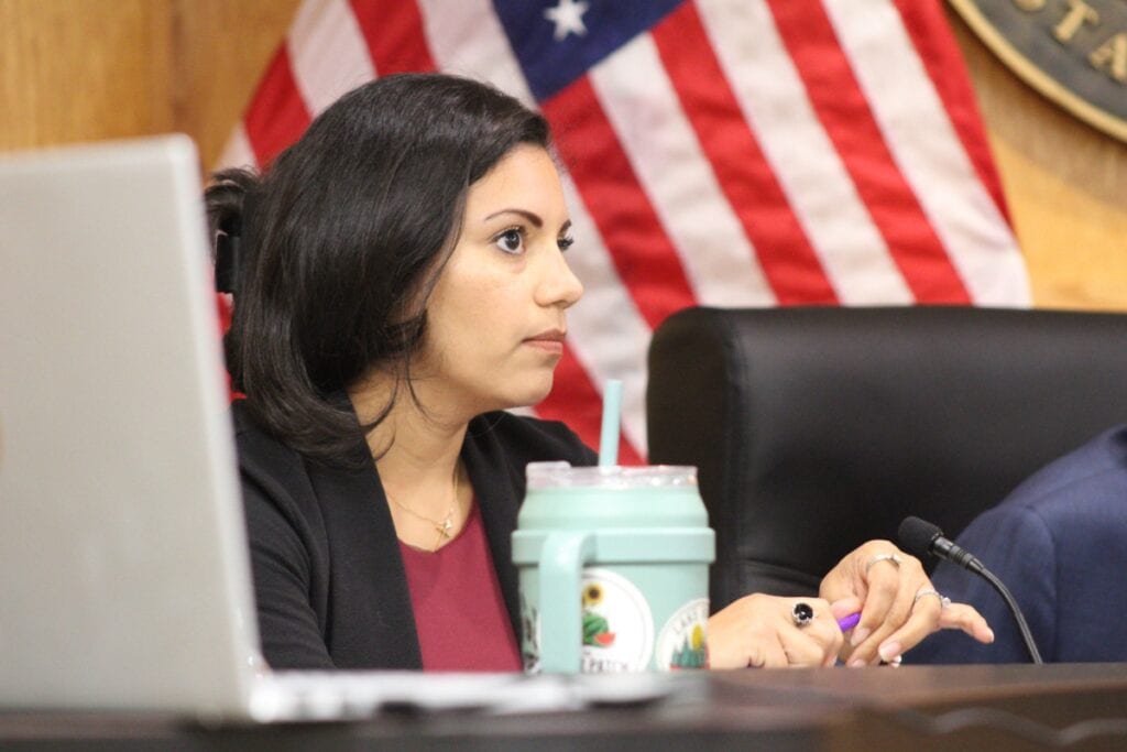 Treasure Leslie Hayes-Morrison said she liked the timeline of the principal hiring process proposed by board member Chuck Clemons on Tuesday. Photo by Nick Anschultz