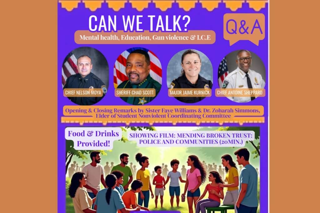 A Q&A event with local law enforcement titled, “Can We Talk,” will go over mental health, education, gun violence and I.C.E. is slated for Sunday at the Alachua County Headquarters Library, Courtesy of M.A.M.A.'s Club Gainesville