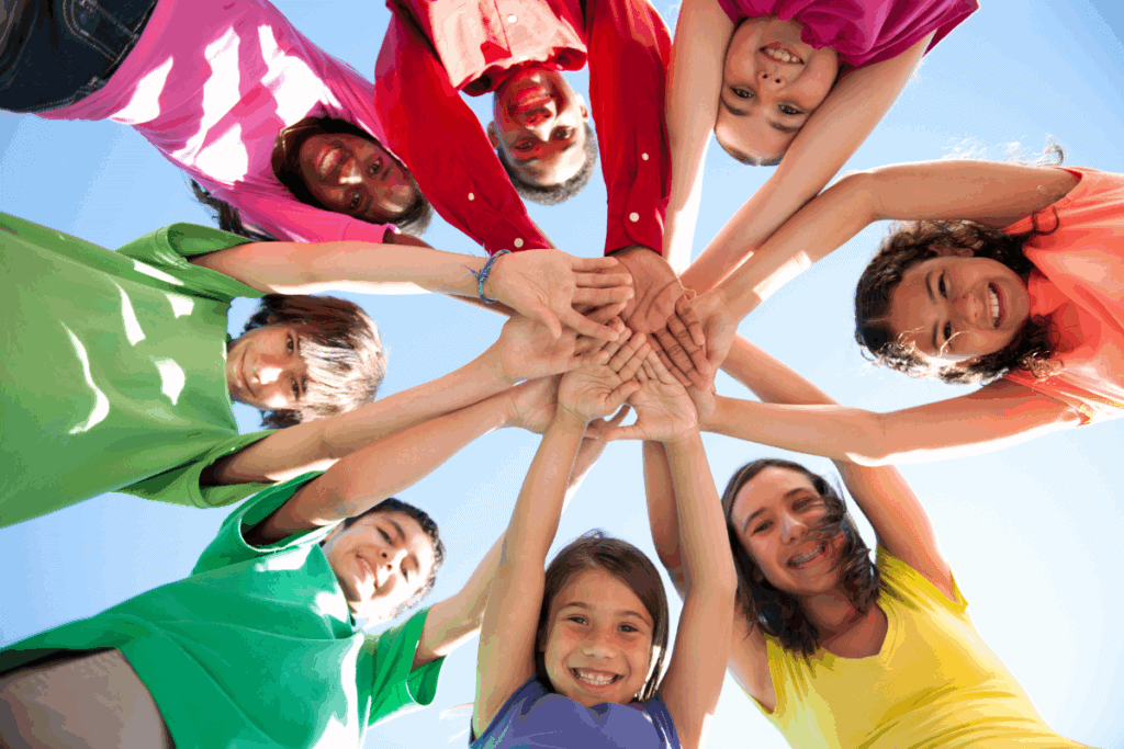 Children holding hands