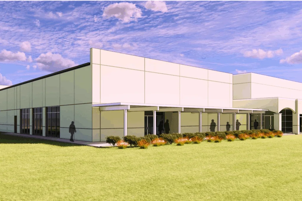 An artist's rendering of the outside of Saint Francis Catholic Academy's new multipurpose cafeteria. Courtesy of SFCA