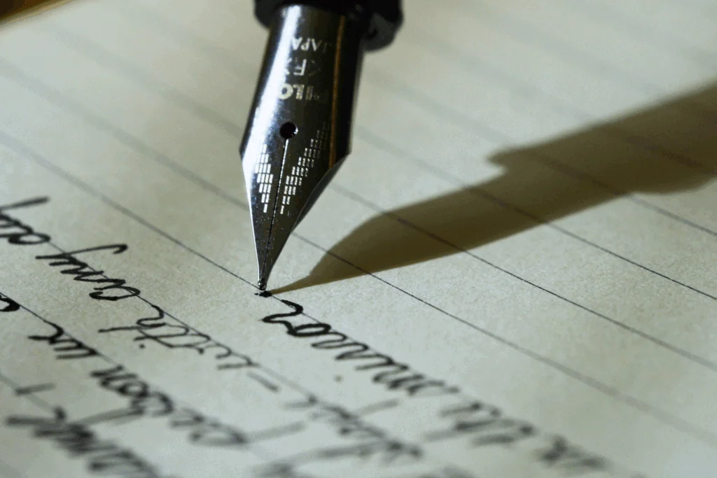 Cursive writing. Photo by Aaron Burden-Unsplash